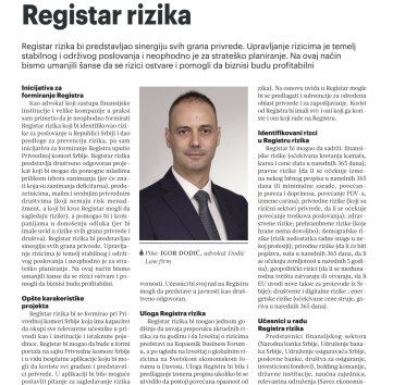 Inicijativa za formiranje Registra rizika Republike Srbije kao potreba za sistemskim pristupom upravljanju rizicima